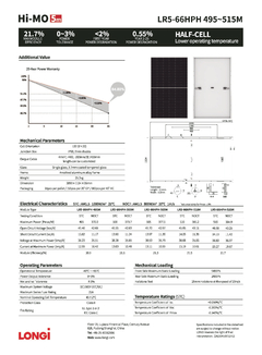 Panel Solar LONGI 505Wp HiMO5m LR5 - 66HPH 505M - tienda online