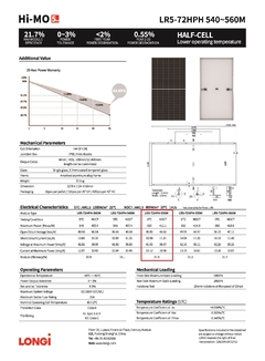 Panel Solar LONGI 550Wp HiMO5m LR5 - 72HPH 550M - tienda online