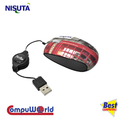 MOUSE NISUTA OPTICO MINI CABLE RETRACTIL 1000DPI en internet