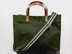 Tote bag em lona encerada verde