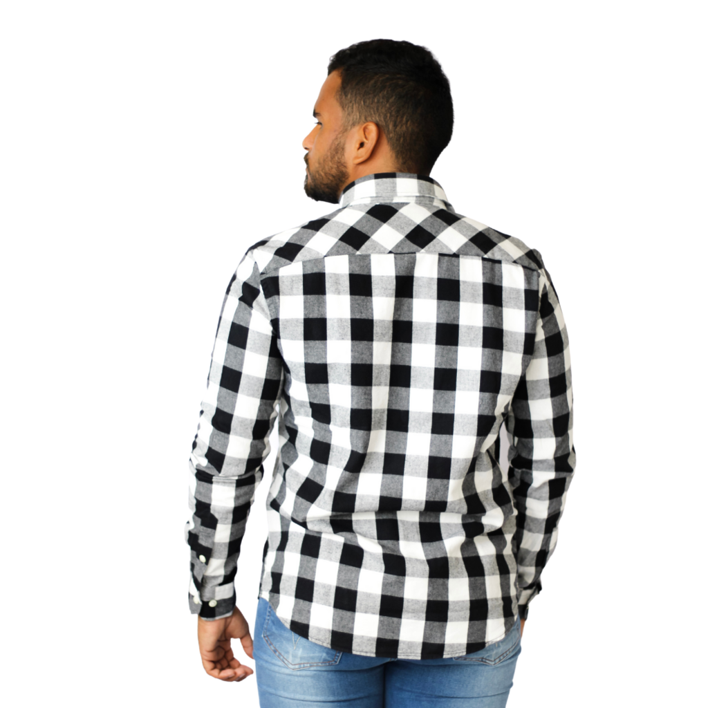 Camisa Xadrez Flanela Preto Branco