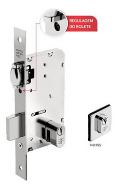 FECHADURA 3F ROLETE 40MM ROSETA QUADRADA