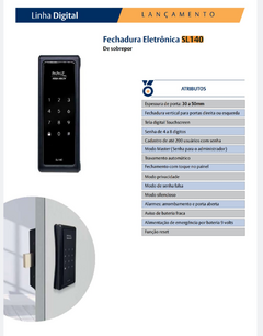 FECHADURA PAPAIZ ELETRONICA SMART LOCK SL140 PRETO SOBREPOR