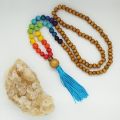 JAPAMALA 7 CHAKRAS - 108 CONTAS DE MADEIRA, TASSEL AZUL TURQUESA. - comprar online