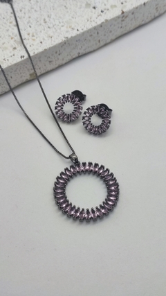 Conjunto Mandala Banhado Em Ródio Negro - comprar online