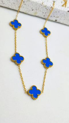 Colar Choker Com 5 Trevos Azul - comprar online