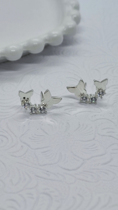 Brinco Earcuff Borboleta Com Zircônias Cristal Na Prata 925 - comprar online