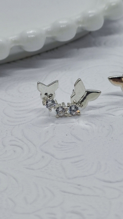 Brinco Earcuff Borboleta Com Zircônias Cristal Na Prata 925 na internet