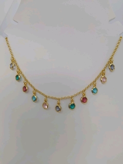 Colar choker com zircônias colors banhado em ouro 18k - comprar online