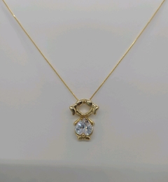 Corrente com pingente menina com zircônia cristal banhado em ouro 18 K