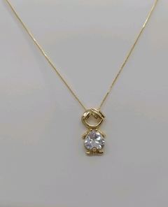 Corrente com pingente menino com zircônia cristal banhado em ouro 18 K