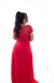 Vestido de festa plus size longo, bordado em perolas, costas em rendas- Vermelho - comprar online