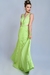 Vestido de festa longo plissado com detalhe na lateral- Verde menta - comprar online