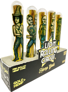 Lion Rolling Circus Pre-Rolled Gold Hemp Cones. Unidad