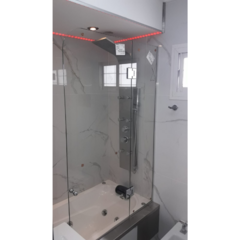 Mampara de Baño - Puerta rebatible con bisagra Vidrio Vidrio - Vidriería - Casa Roma Cristales - Villa Bosch 