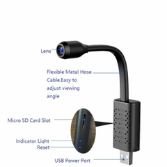 Mini Câmera de Segurança IP Wi-Fi USB Espiã V380 Flexível