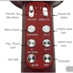 Microfone Karaokê C/ Caixa De Som Bluetooth Acoplada Gravar na internet