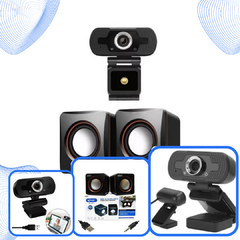 Kit Webcam Full Hd Auto Foco C/microfone+ Caixa De Som Pc na internet