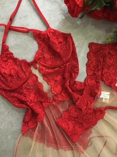 Ref 3011 - Camisola sensual em tule e renda com aro, sem bojo - loja online