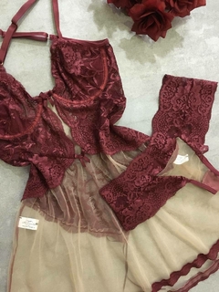 Ref 3011 - Camisola sensual em tule e renda com aro, sem bojo - loja online