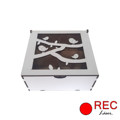 CAJA DE TÉ X4 DIV. C/TAPA CALADA 1 - REC LASER