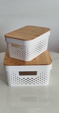 Caja con tapa nordica oslo white M - comprar online