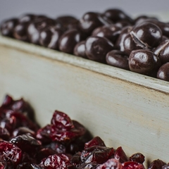 Arándanos bañados con chocolate amargo al 80% sin lactosa x100gr