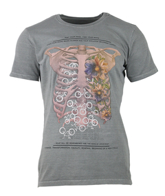 Camiseta Casual Bike Esqueleto Cinza