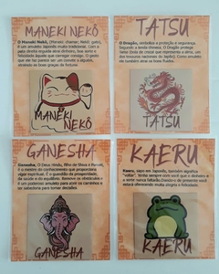 Ímã de Geladeira com Cartão Mensagem Ganesha, Tatsu Dragão, Maneki Neko Gato da Sorte, Sapo Kaeru Sapinho da Sorte