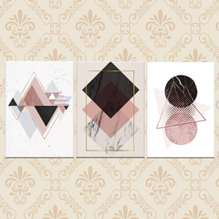 Kit 3 Placas Decorativas Abstrato Rosê - comprar online