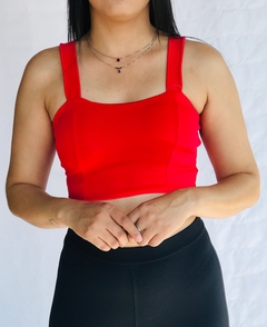 Cropped Reto alça larga C/ Bojo Vermelho