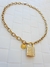 Choker de Elos Dourado com Pingente Cadeado Cravejado de Strass