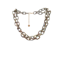 Choker Correntes Dupla Prateada - - comprar online