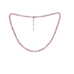 Choker de Miçangas Rosas com Pingente Olho Grego Branco -