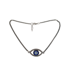 Imagem do Choker Grafite com Pingente Olho Grego Azul -