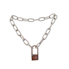 Imagem do Choker Prateada de Corrente com Pingente Cadeado -