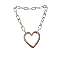 Choker de Corrente com Coração Mosquetão Prateado - - comprar online