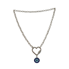 Choker Prateada com Pingente de Olho Grego Azul - - loja online