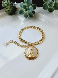 Pulseira Dourada com Medalha de Nossa Senhora Aparecida - comprar online