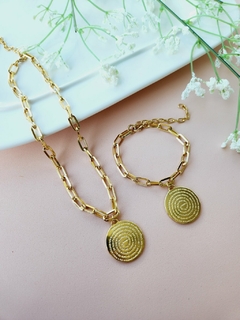 Mix Colar Dourado e Pulseira Pai Nosso -