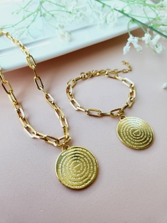 Mix Colar Dourado e Pulseira Pai Nosso - - comprar online