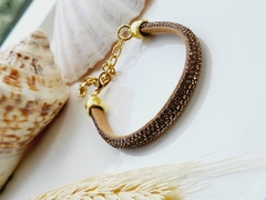 Pulseira com Strass na cor Dourada - - comprar online