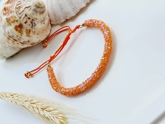 Pulseira de Paetê Laranja Ajustável -