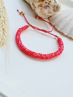 Pulseira de Paetê Rosa Ajustável -