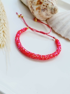 Pulseira de Paetê Rosa Ajustável - - comprar online