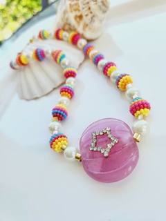 Choker Colorida com Pingente Estrela -