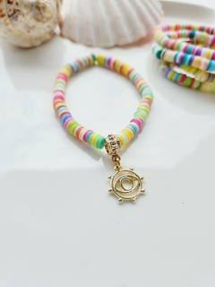 Pulseira Borrachinhas com Pingente Dourada de Olho - - comprar online