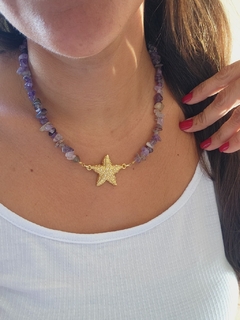 Colar Ametista com Estrela do Mar Dourada -