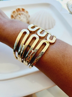 Bracelete Linhas Triplas em Dourado e Prata - - comprar online