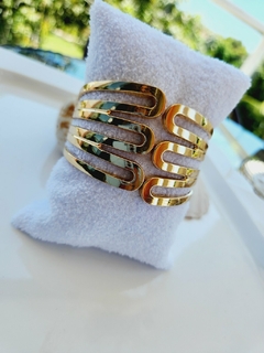 Bracelete Linhas Triplas em Dourado e Prata - na internet